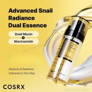 Advanced snail radiance essence being applied to skin for glass skin effect