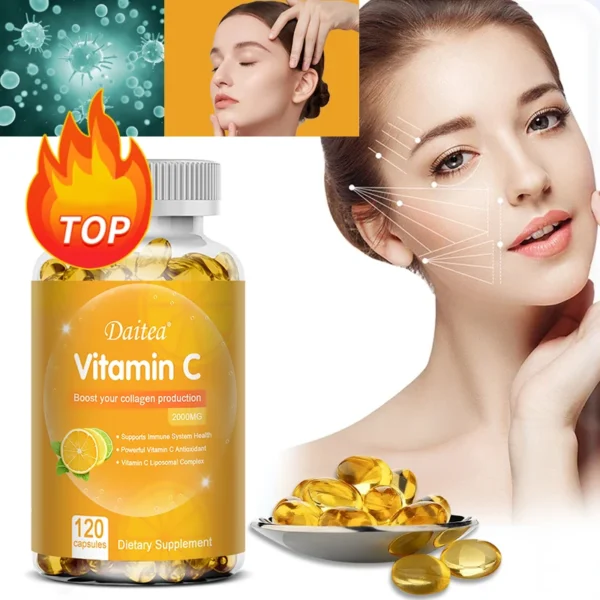 Boost your immunity and glow with Daitea Premium Vitamin C 2000mg. Supports immune defense, collagen production, and skin health. High-potency formula.