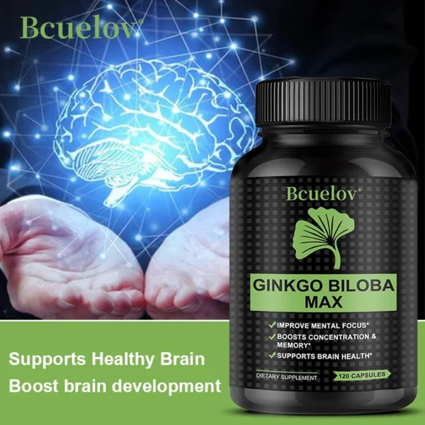 Bcuelov Ginkgo Biloba Max - 120 Capsules for Memory & Focus