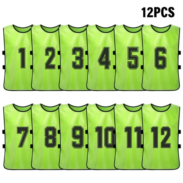 Soccer Pinnies Set | Numbered Training Bibs 6/12 Pack Set of 12 numbered soccer pinnies training bibs in bright colors for team sports practice