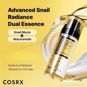 Advanced snail radiance essence being applied to skin for glass skin effect