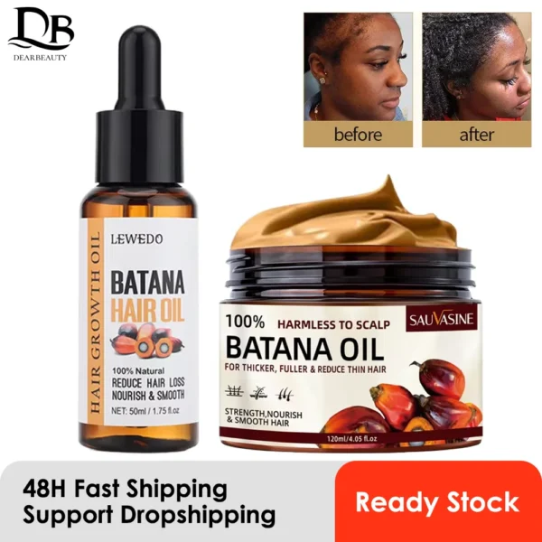 100% pure natural Batana oil hair mask butter in jar for deep conditioning and hair growth treatment