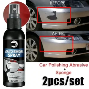 Car scratch remover polish removing swirl marks on black car hood
