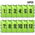 Set of 12 numbered soccer pinnies training bibs in bright colors for team sports practice