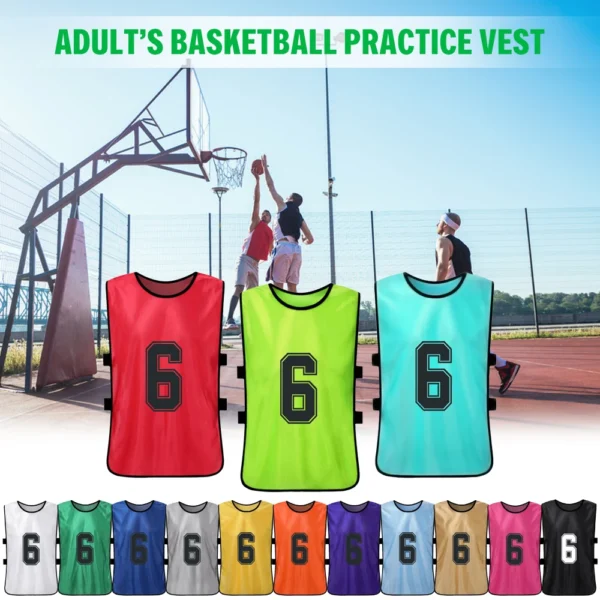 numbered-sports-shirt Numbered Adult Basketball Practice Vests - Breathable Scrimmage Pinnies