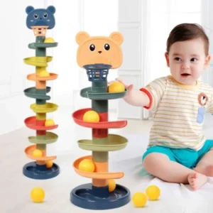 Rolling Ball Gliding Tower | Rotating Track Stacking Toy for Toddlers