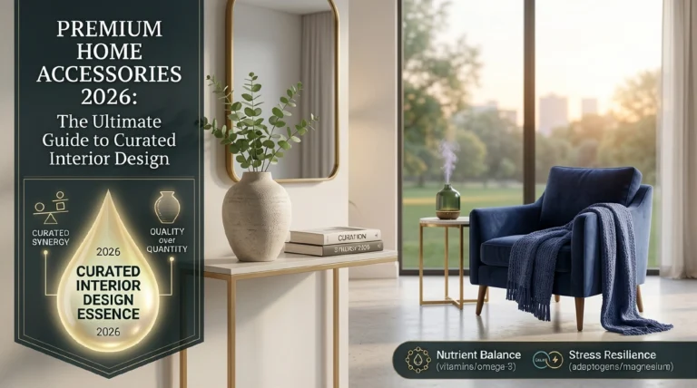 Premium home accessories 2026: curated interior design guide. Room-by-room essentials, styling principles & mistakes to avoid.