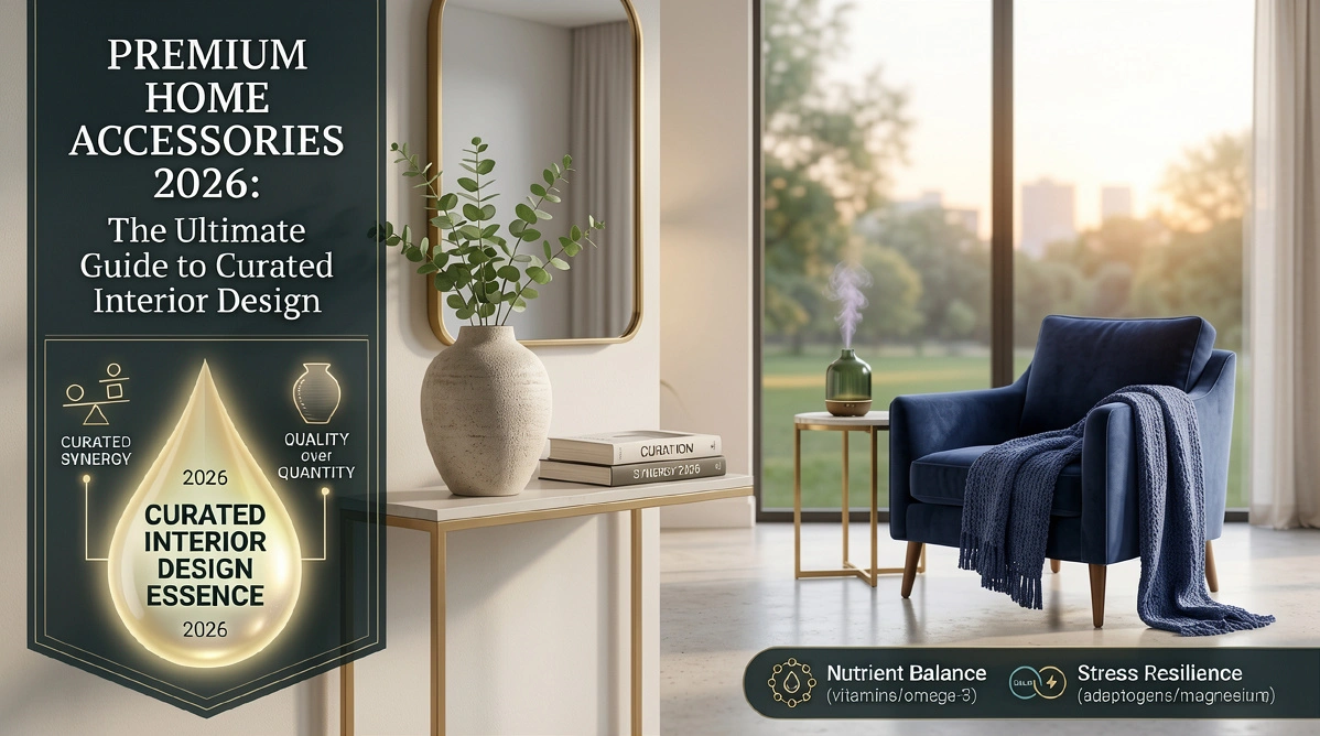 Premium home accessories 2026: curated interior design guide. Room-by-room essentials, styling principles & mistakes to avoid.